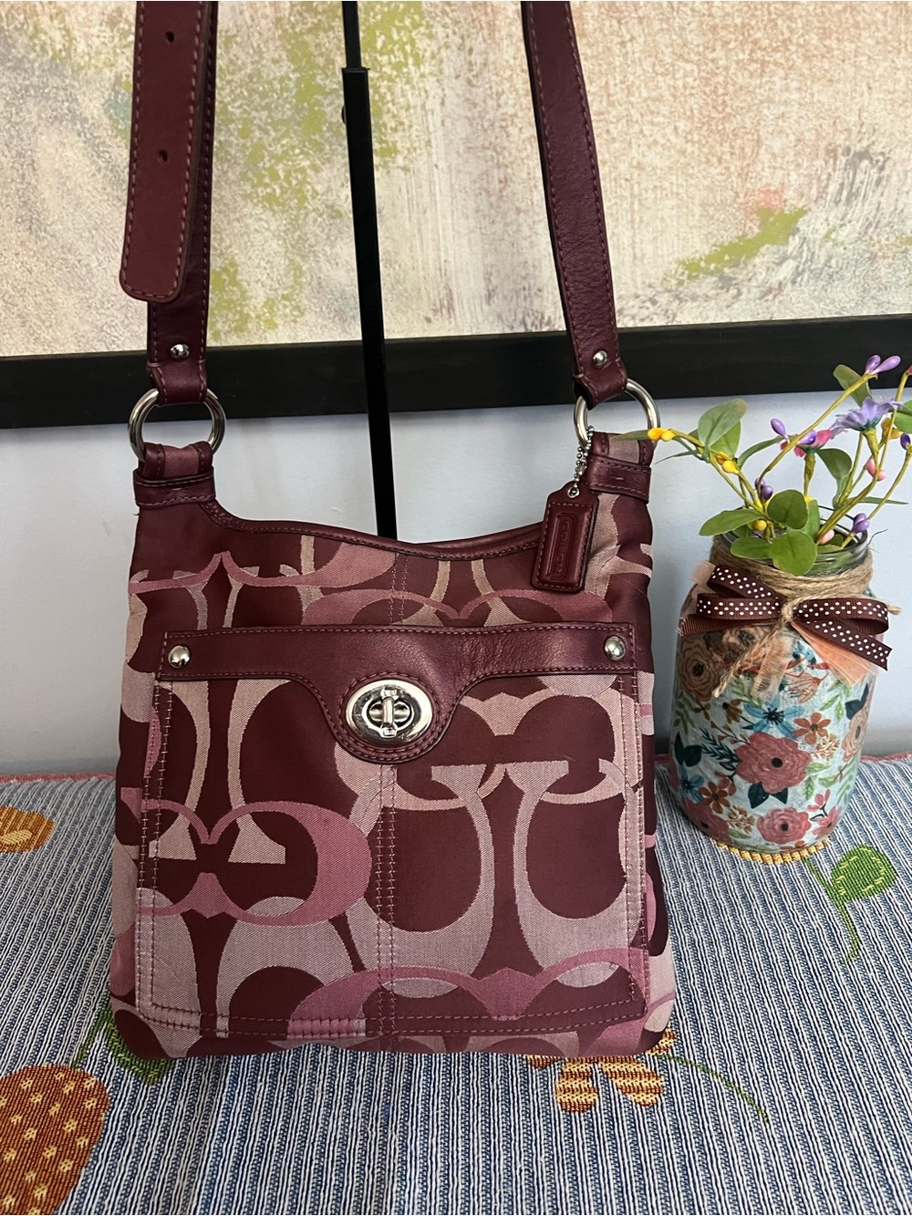 COACH Penelope Optic signature Hippie 2011 Plum Shoulder/Crossbody Bag - Picture 11 of 11